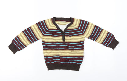 Additional front view of Marks & Spencer girls’ brown striped jumper, size 2-3, years