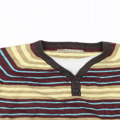 Close-up detail of Marks & Spencer girls’ brown striped jumper, size 2-3, years