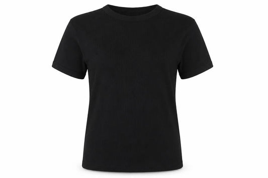 Front view of Giorgio women’s black basic t-shirt, size XL