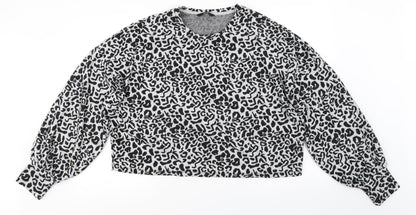Additional front view of George women’s grey animal print jumper, size L