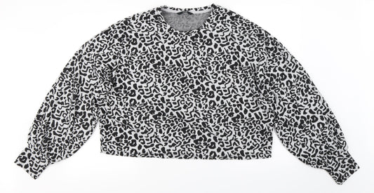 George Womens Grey Animal Print  Pullover Jumper Size L