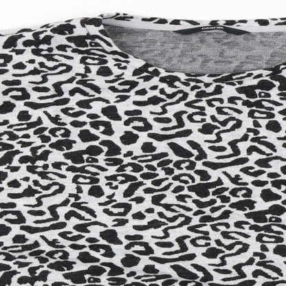 Close-up detail of George women’s grey animal print jumper, size L