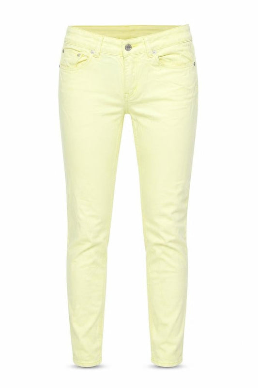 Front view of Izzue women’s yellow denim skinny jeans, size UK 26, in, 30-inch leg