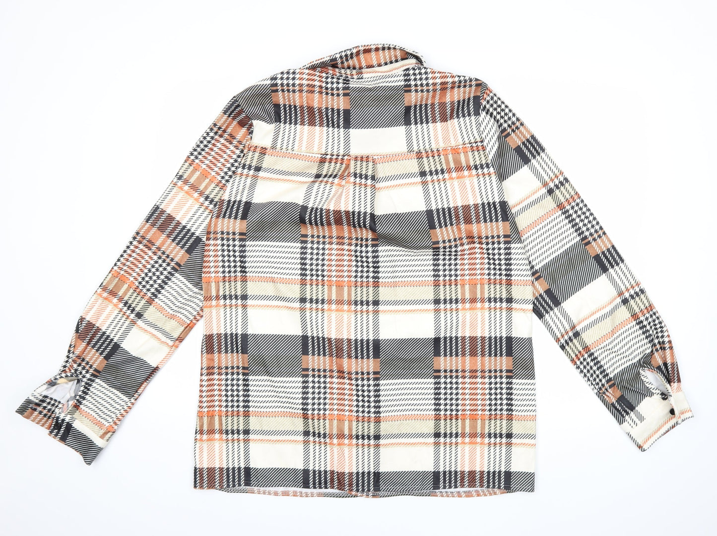 Preworn Womens Orange Check  Basic Button-Up Size 3XL