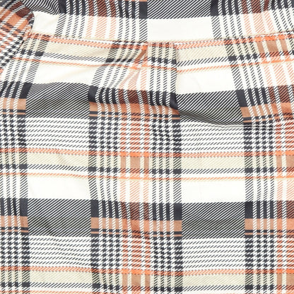 Brand and care label for Preworn women’s orange check basic button-up, size 3XL