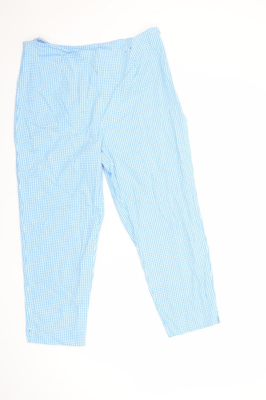 Joie De Vivre Womens Blue Check  Cropped Trousers Size 18 L23 in