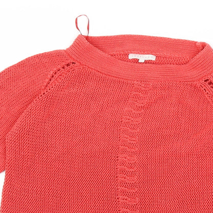 Close-up detail of Lakeland women’s red knit jumper, size UK 16