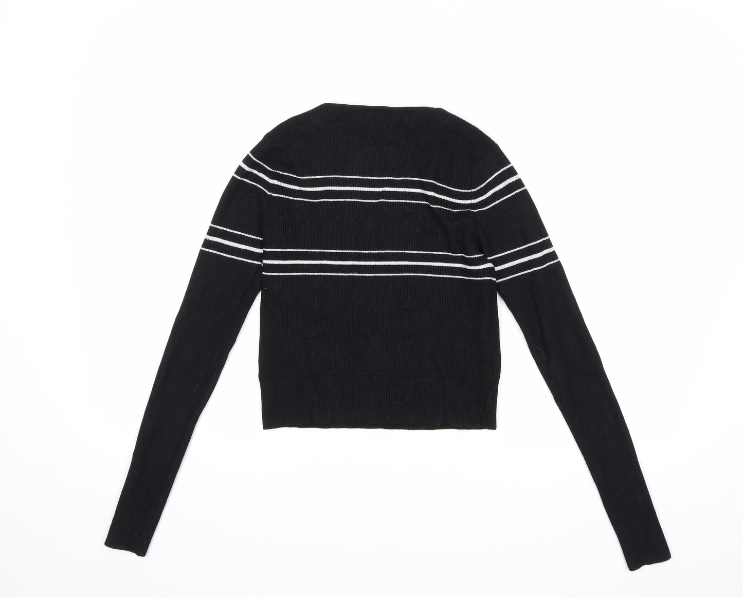 Zara Womens Black Striped Knit Pullover Jumper Size S