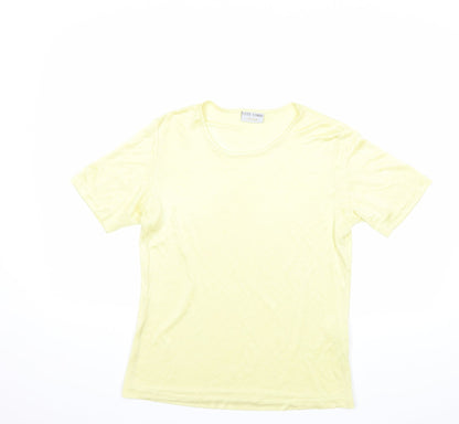 Additional front view of delmond women’s yellow basic t-shirt, size UK 10
