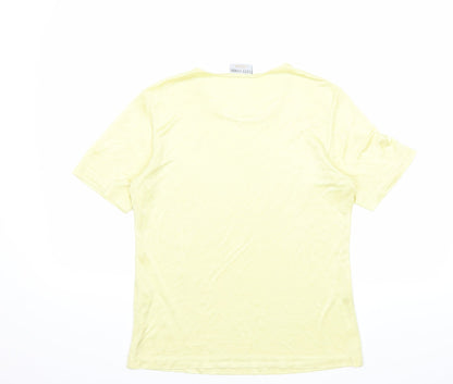 Back view of delmond women’s yellow basic t-shirt, size UK 10