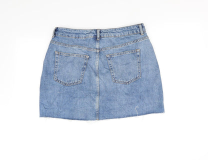 Back view of Topshop women’s blue a-line skirt, size UK 10