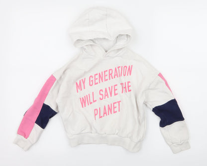 Additional front view of F&F girls’ white jersey pullover hoodie, size 7-8, years - my generation