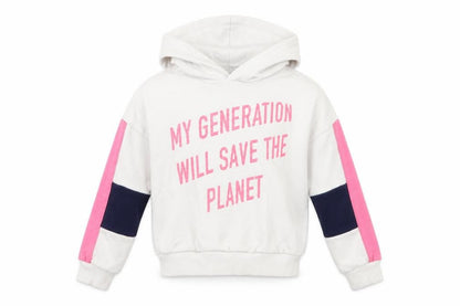 Front view of F&F girls’ white jersey pullover hoodie, size 7-8, years - my generation