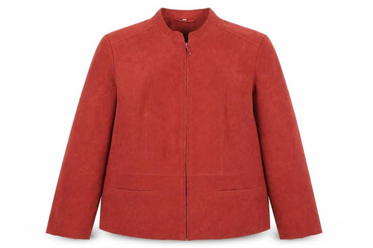 Front view of EWM women’s brown jacket, size UK 18