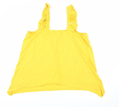 Back view of Papaya women’s yellow jersey basic tank, size UK 16