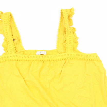 Close-up detail of Papaya women’s yellow jersey basic tank, size UK 16