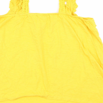 Brand and care label for Papaya women’s yellow jersey basic tank, size UK 16