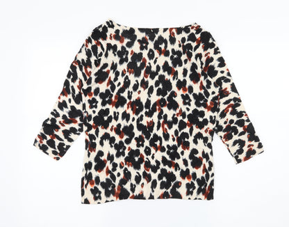 Back view of Minuet Petite women’s ivory animal print knit jumper, size S