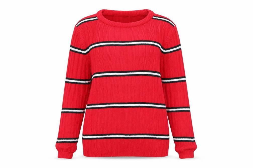 Primark Womens Red Striped Knit Pullover Jumper Size 12