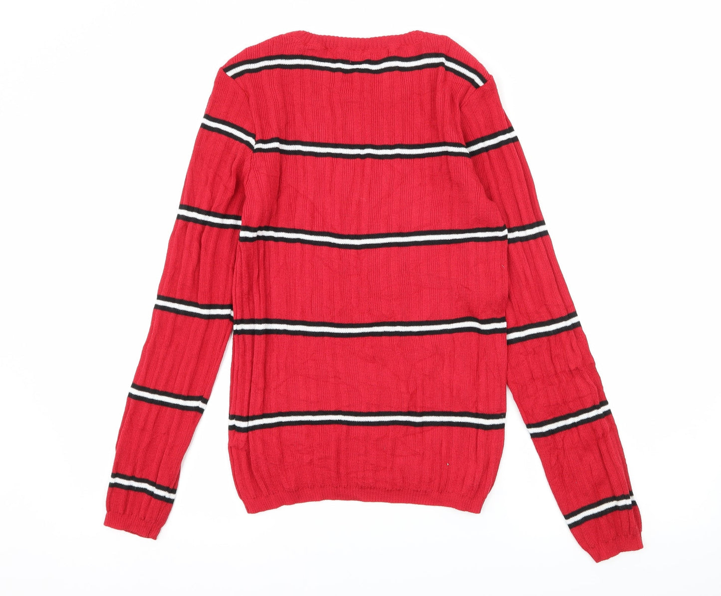 Primark Womens Red Striped Knit Pullover Jumper Size 12
