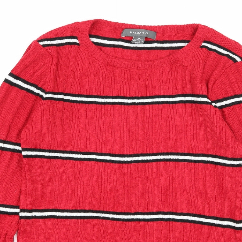 Primark Womens Red Striped Knit Pullover Jumper Size 12
