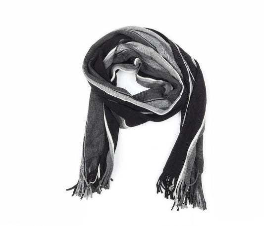 Preworn Mens Grey Striped Knit Rectangle Scarf Scarf One Size
