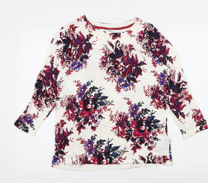 Additional front view of Next women’s white floral knit jumper, size UK 12