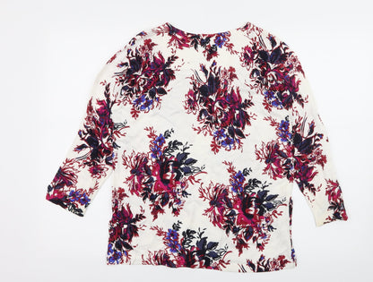 Back view of Next women’s white floral knit jumper, size UK 12