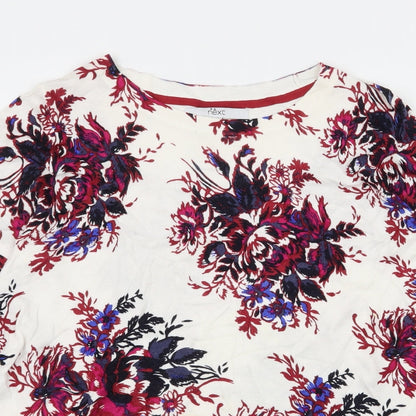 Close-up detail of Next women’s white floral knit jumper, size UK 12