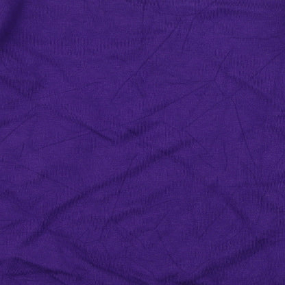 Brand and care label for Just Elegance women’s purple floral knit jumper, size S