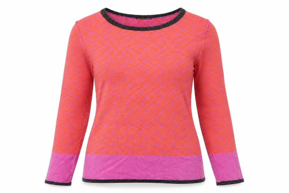 CPM Collection Womens Orange Floral Knit Pullover Jumper Size 10