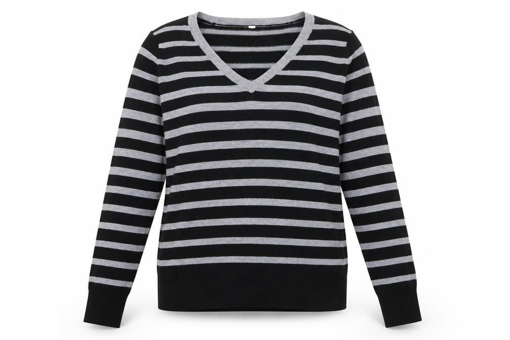 BHS Womens Grey Striped Knit Pullover Jumper Size 10