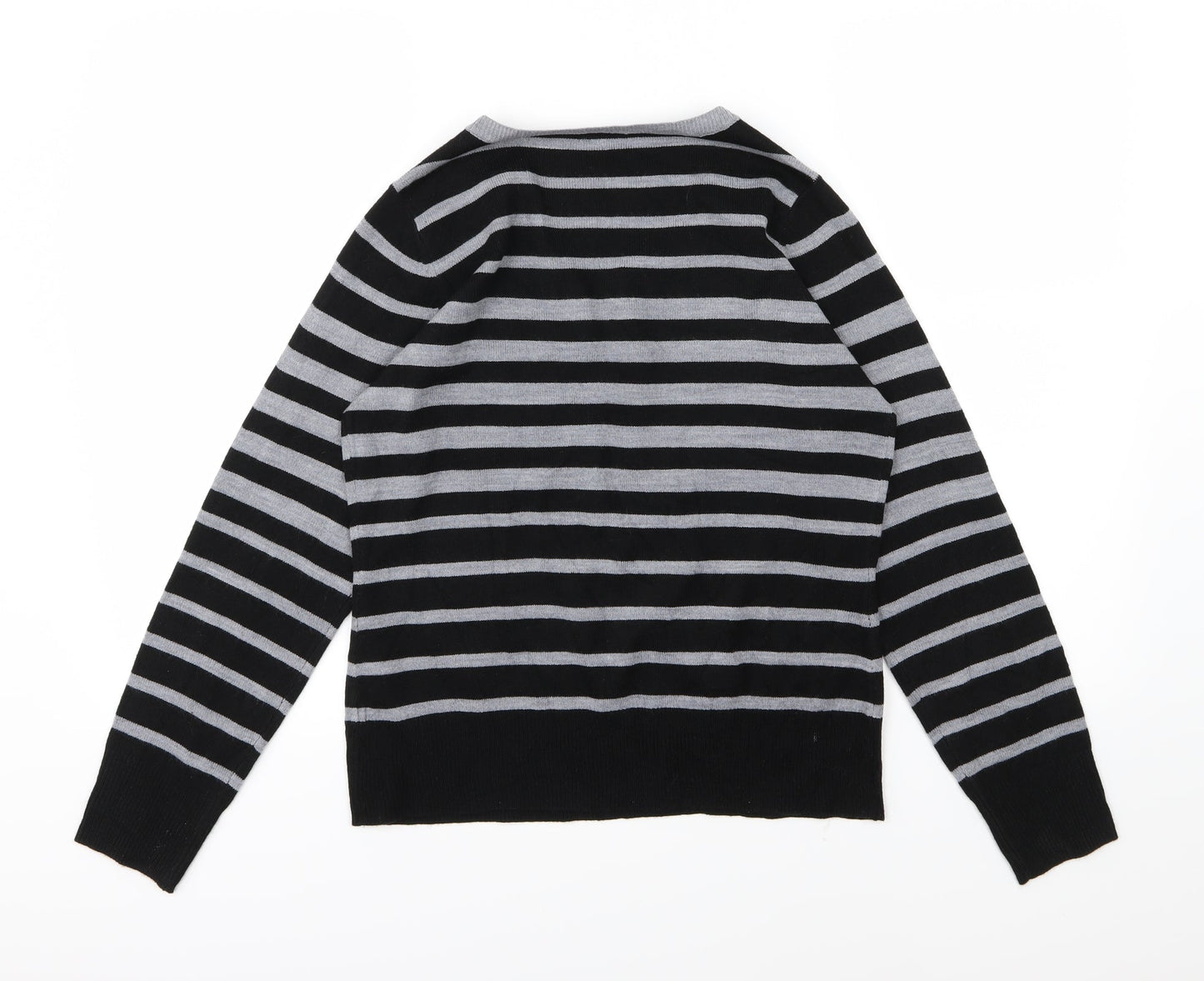 BHS Womens Grey Striped Knit Pullover Jumper Size 10
