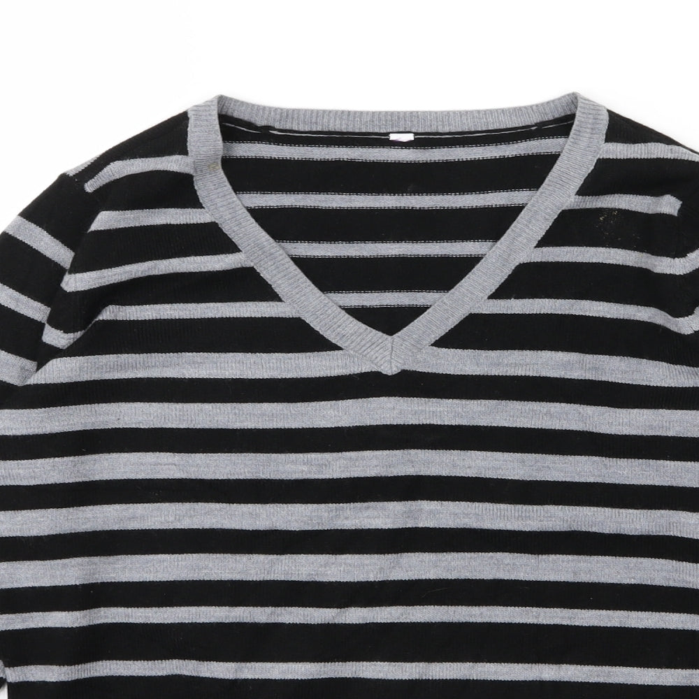 BHS Womens Grey Striped Knit Pullover Jumper Size 10