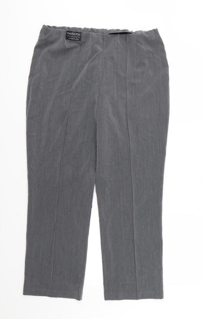 Additional front view of Vida Vi women’s grey rayon trousers, size UK 14, 28-inch leg