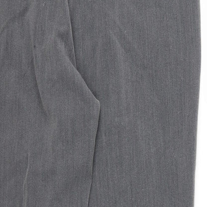 Brand and care label for Vida Vi women’s grey rayon trousers, size UK 14, 28-inch leg