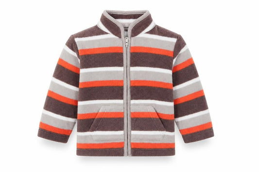 Front view of Mothercare Baby Multicoloured Striped Fleece Jacket, size 3-6, Months
