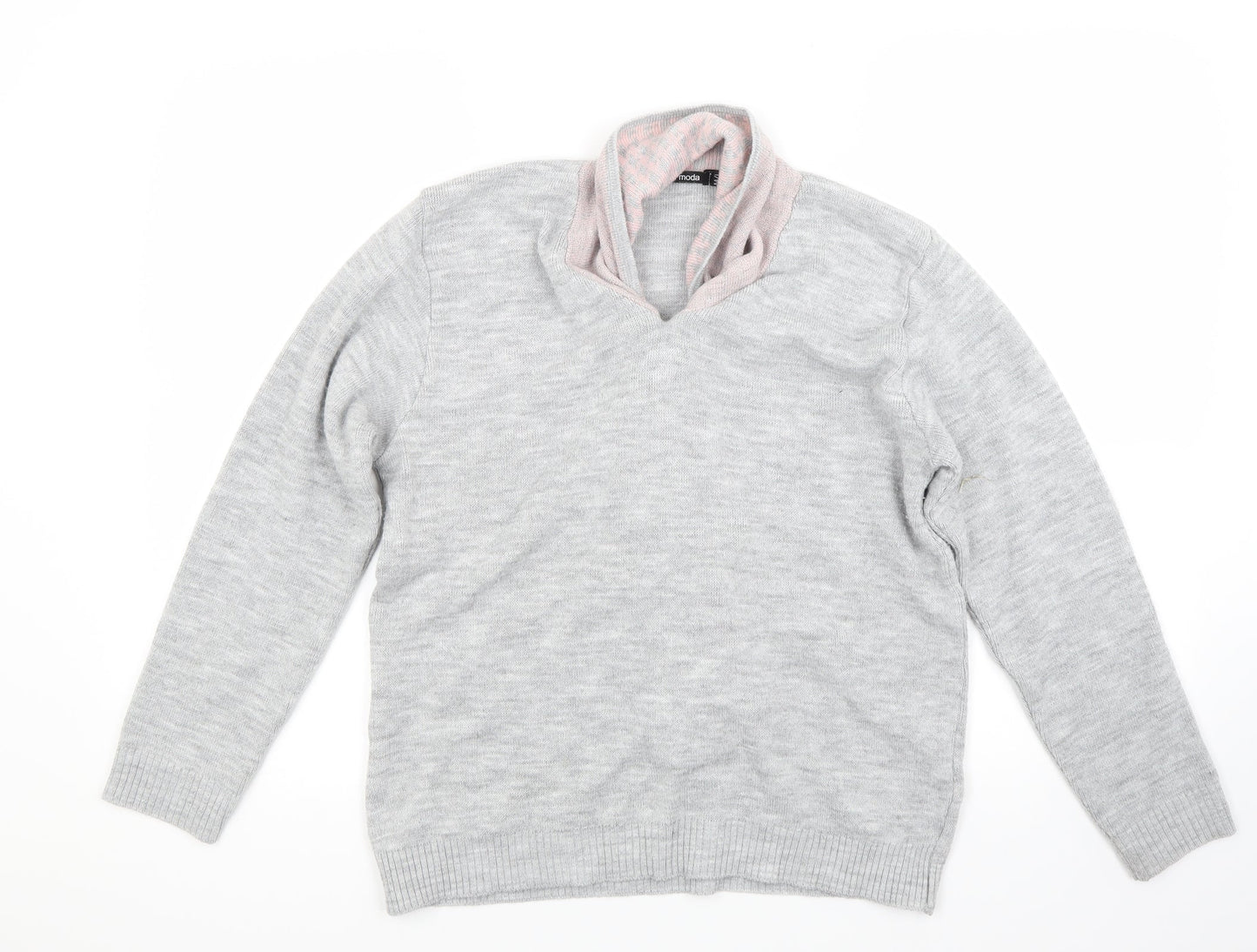 Mia Moda Womens Grey   Pullover Jumper Size M