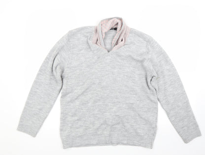 Additional front view of Mia Moda women’s grey jumper, size M