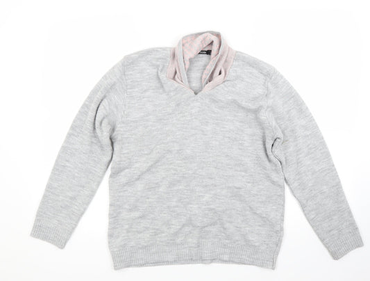 Mia Moda Womens Grey   Pullover Jumper Size M