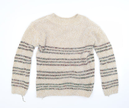 Additional front view of Best Live women’s beige striped jumper, size L
