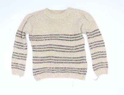 Back view of Best Live women’s beige striped jumper, size L