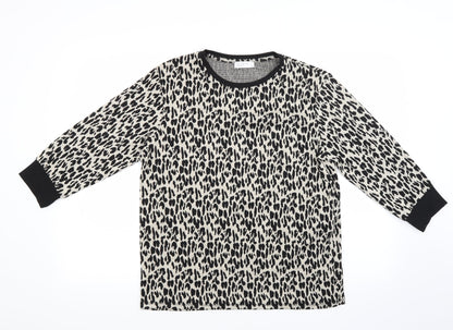 Additional front view of Papaya women’s beige animal print jumper, size UK 12