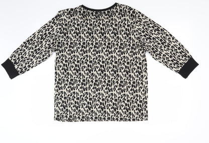 Back view of Papaya women’s beige animal print jumper, size UK 12
