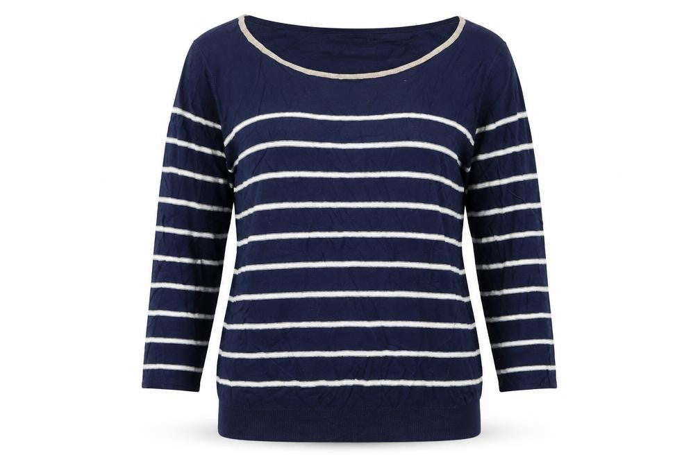 Fransa Womens Blue Striped  Pullover Jumper Size S