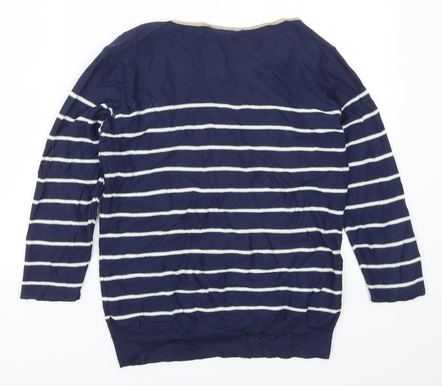 Fransa Womens Blue Striped  Pullover Jumper Size S