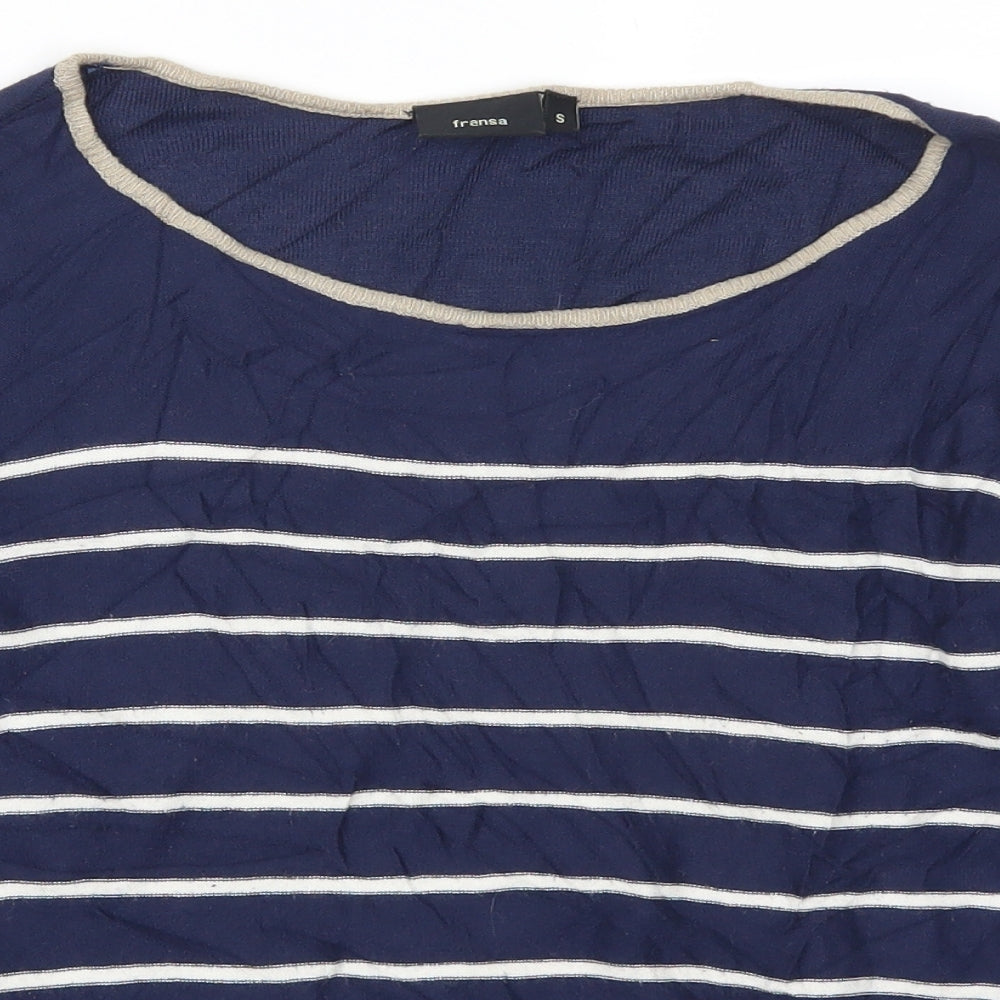Fransa Womens Blue Striped  Pullover Jumper Size S