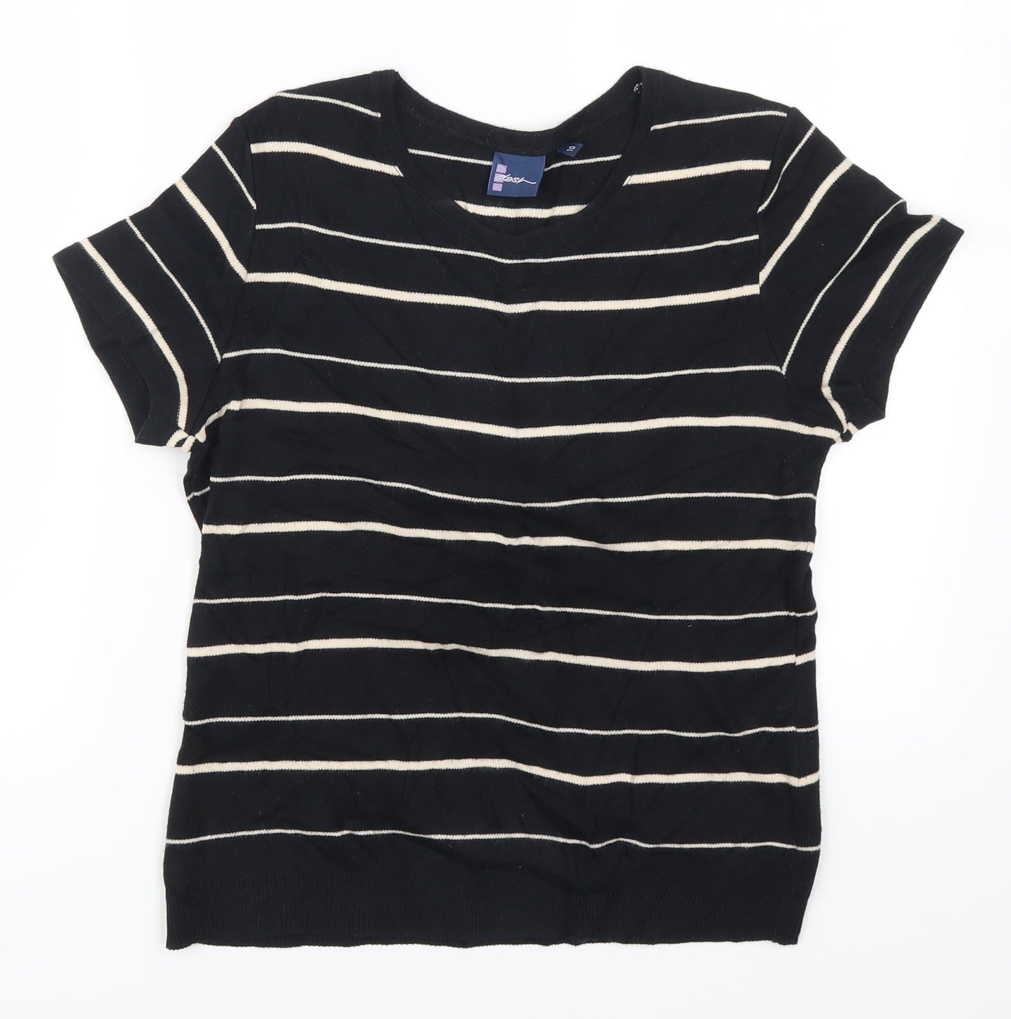 DASH Womens Black Striped  Pullover Jumper Size 10