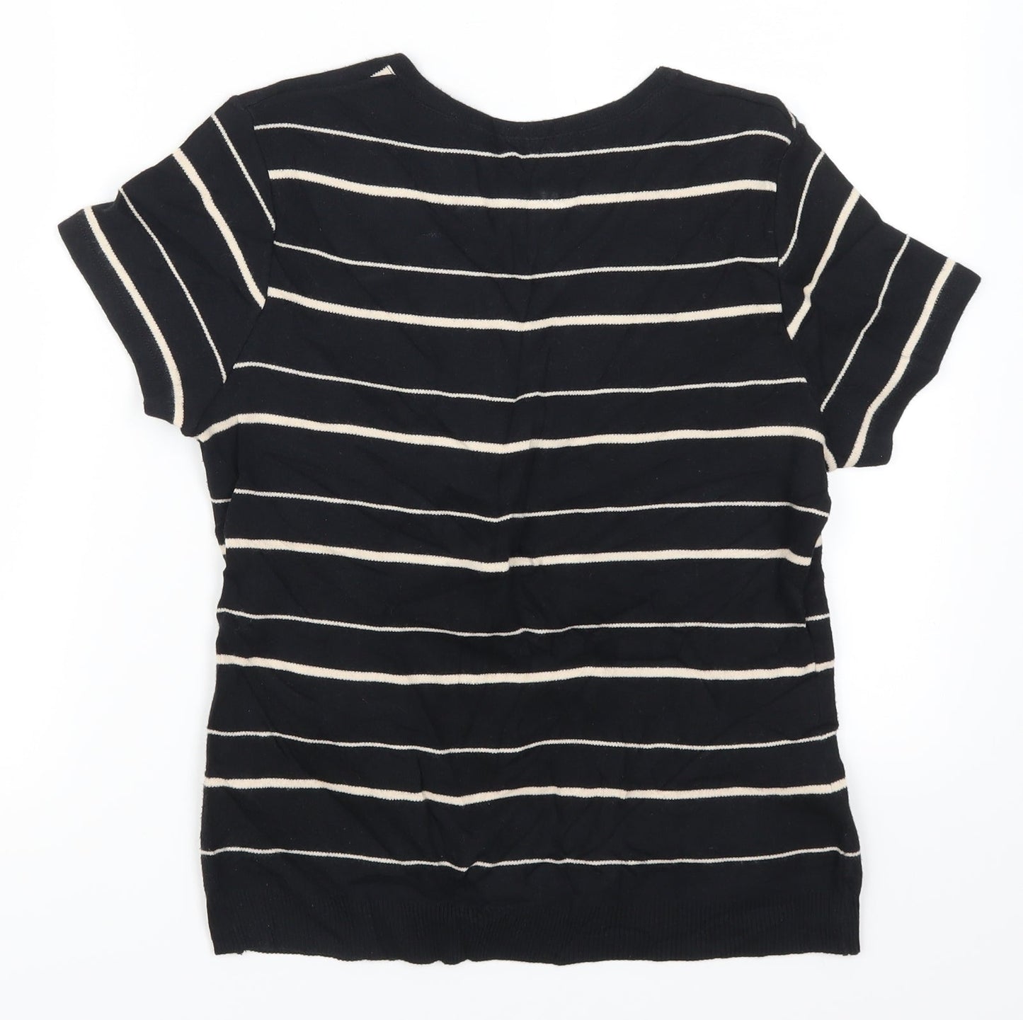 DASH Womens Black Striped  Pullover Jumper Size 10