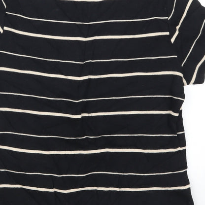Brand and care label for Dash women’s black striped jumper, size UK 10